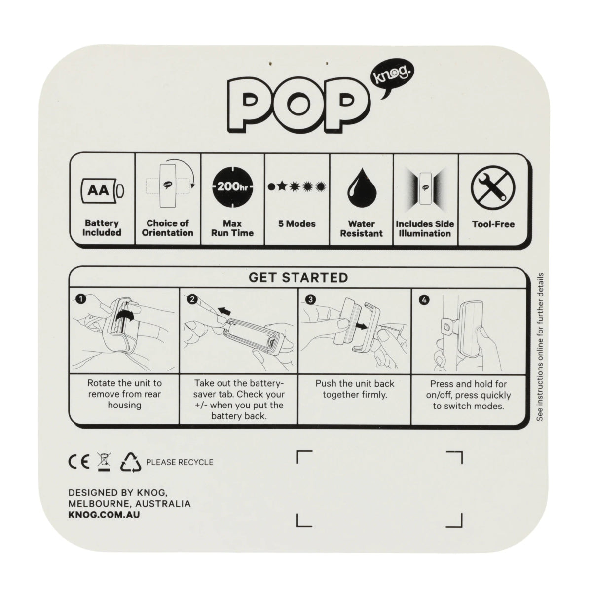 Knog POP Rücklicht Fahrrad Brain Rot - RAAAD.de