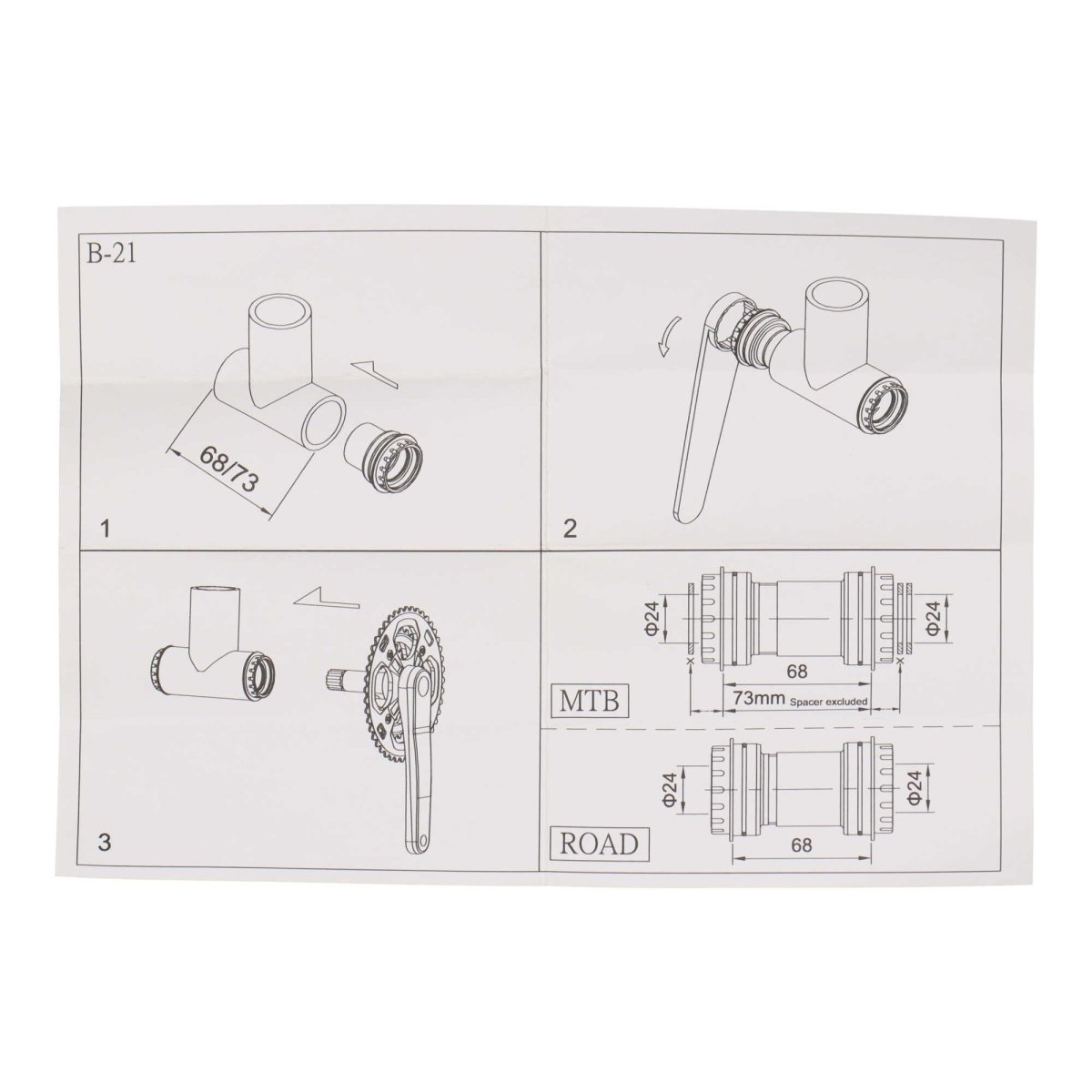 PressFit Innenlager einschraubbar | 46x68 mm Tretlagergehäuse | für 24 mm Kurbelachse - RAAAD.de