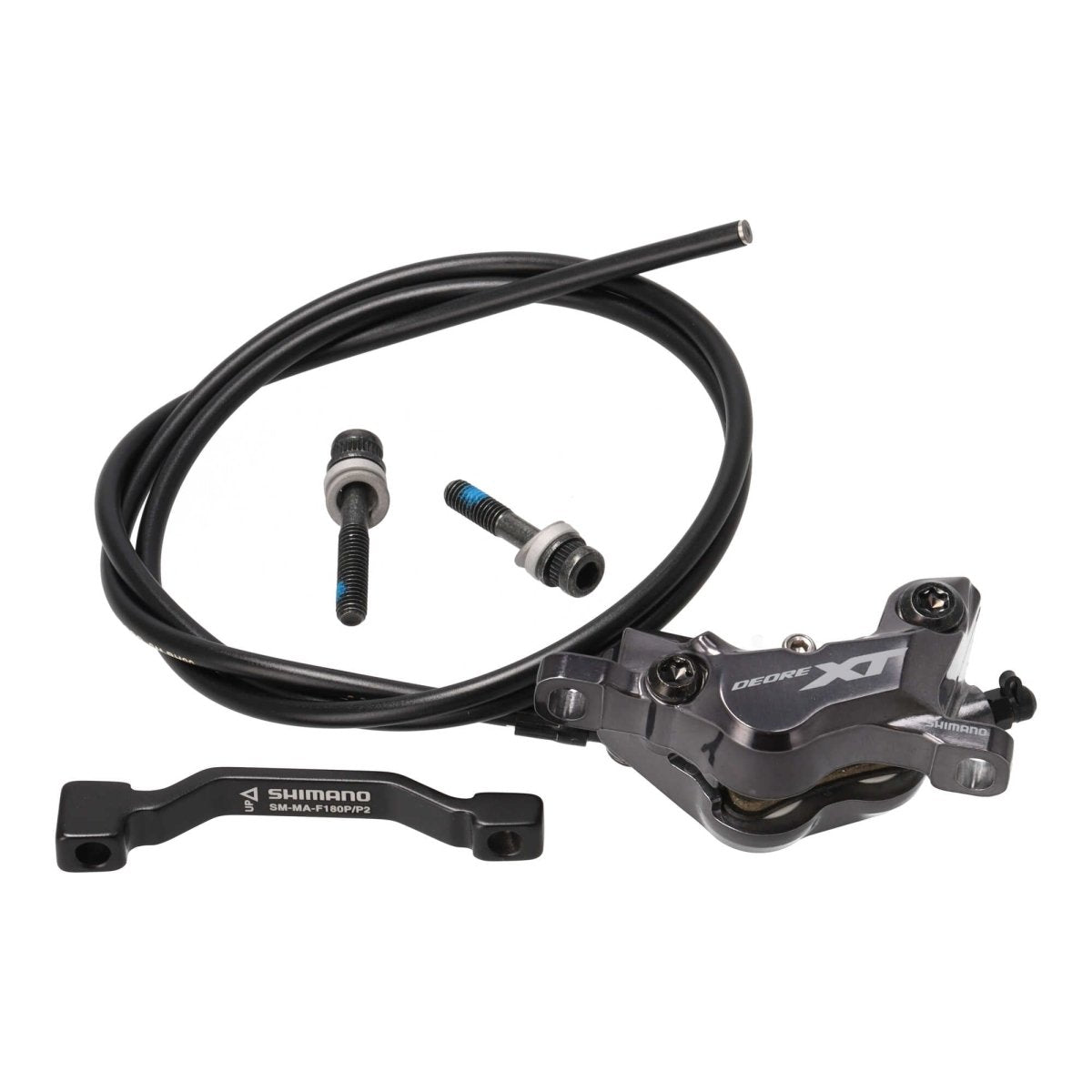 Shimano Deore XT BL - T8100/BR - M8120 Scheibenbremse Trekking vorne links | 4 - Kolben | 1000 mm Leitung | inkl. Beläge & 180 mm Adapter - RAAAD.de