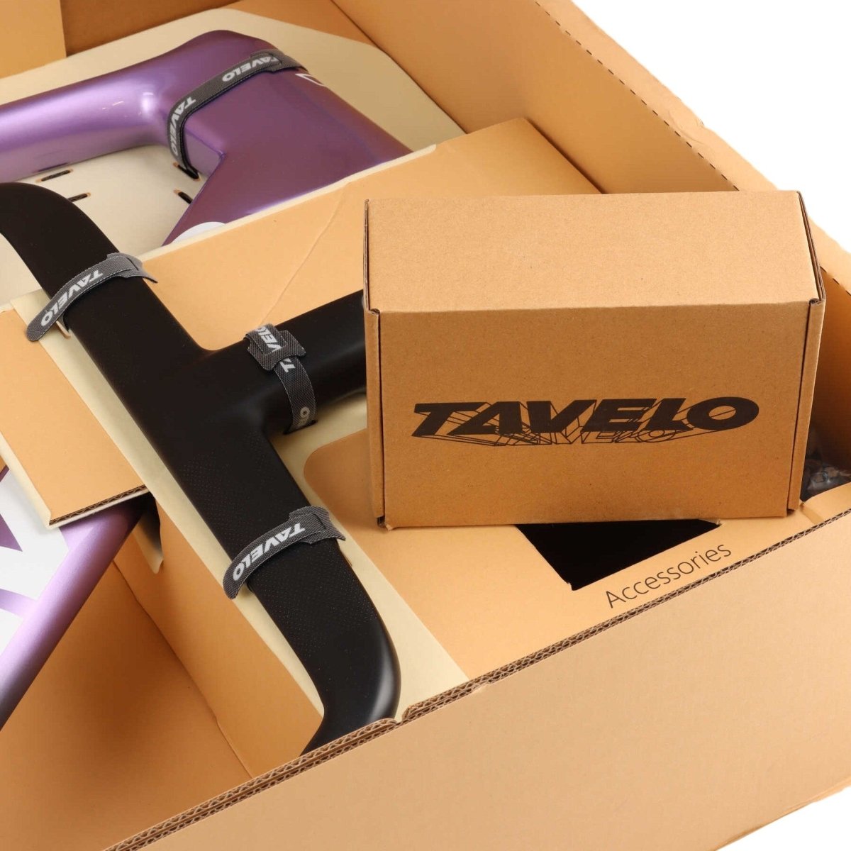 TAVELO Arow Race Carbon Rennrad Rahmenset | Größe 54 cm (XL) | Integriertes Cockpit 420x100 mm | Farbe Zebro Purple - RAAAD.de