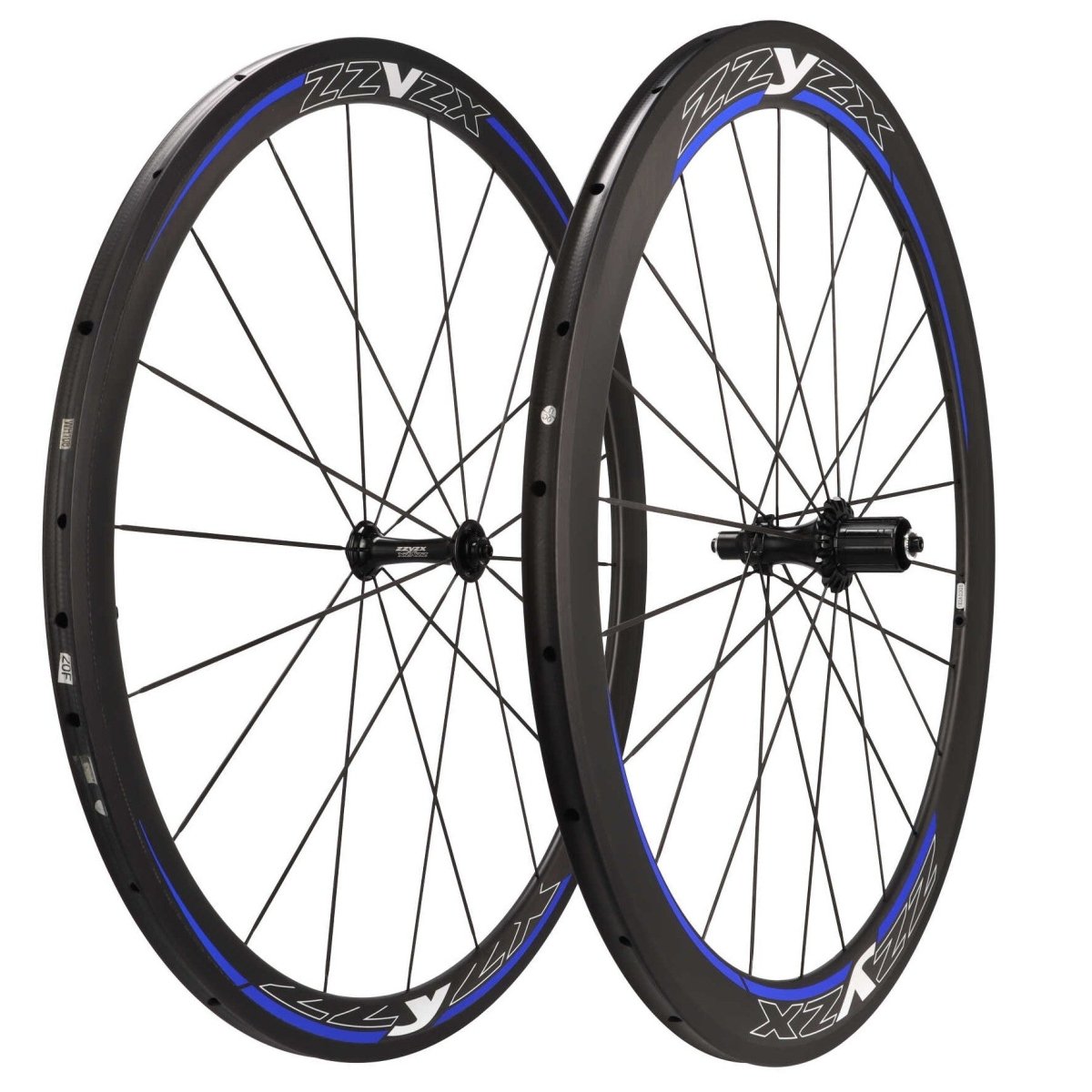 ZZYZX Carbon Laufradsatz Tubular 28" | Felgenbremsen | Schnellspanner | Shimano HG Freilauf | Schwarz Blau - RAAAD.de