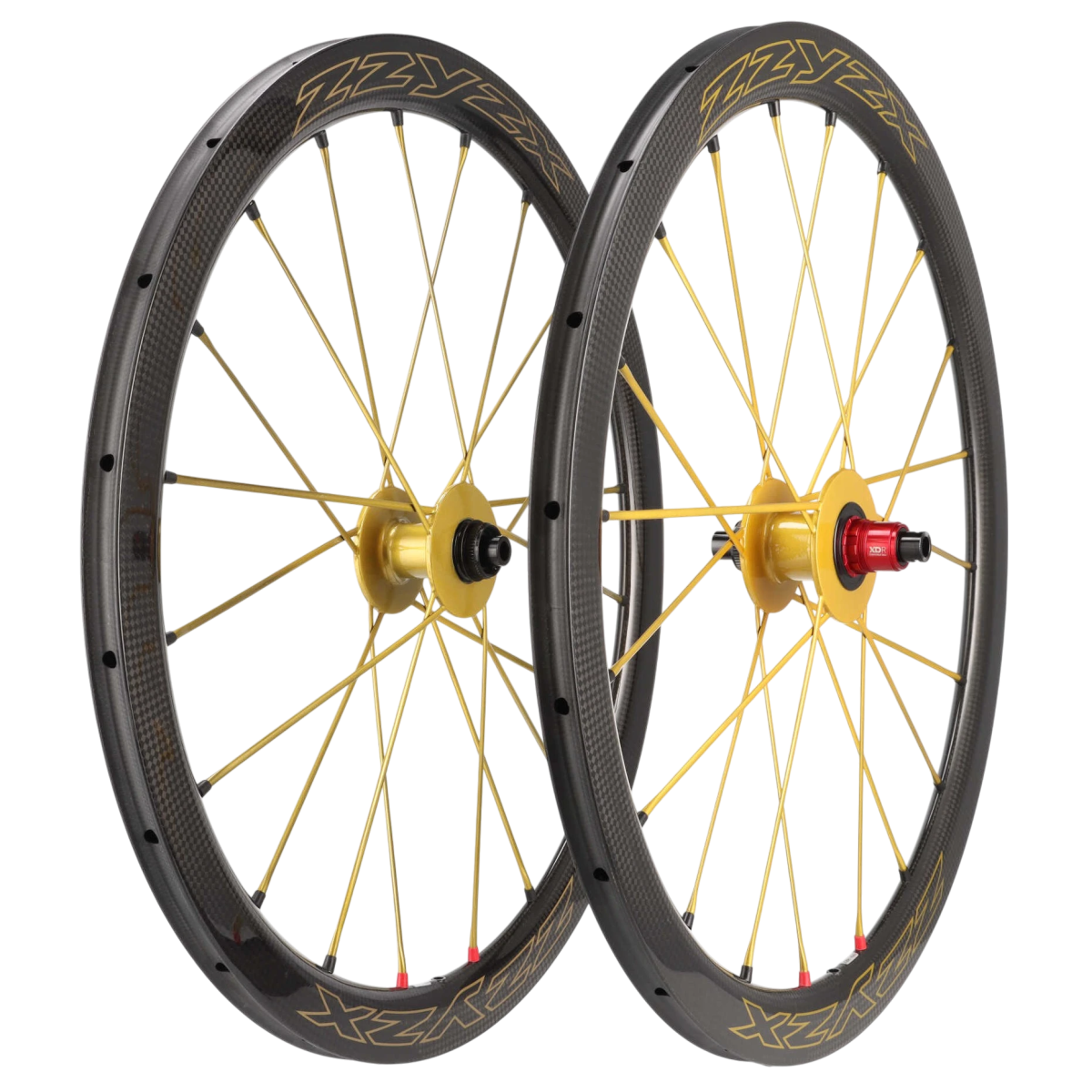 ZZYZX Laufradsatz 45 mm Aero | Tubular Schlauchreifen | 28" Disc | SRAM XDR Freilauf | Schwarz glänzend mit goldenen Speichen - RAAAD.de