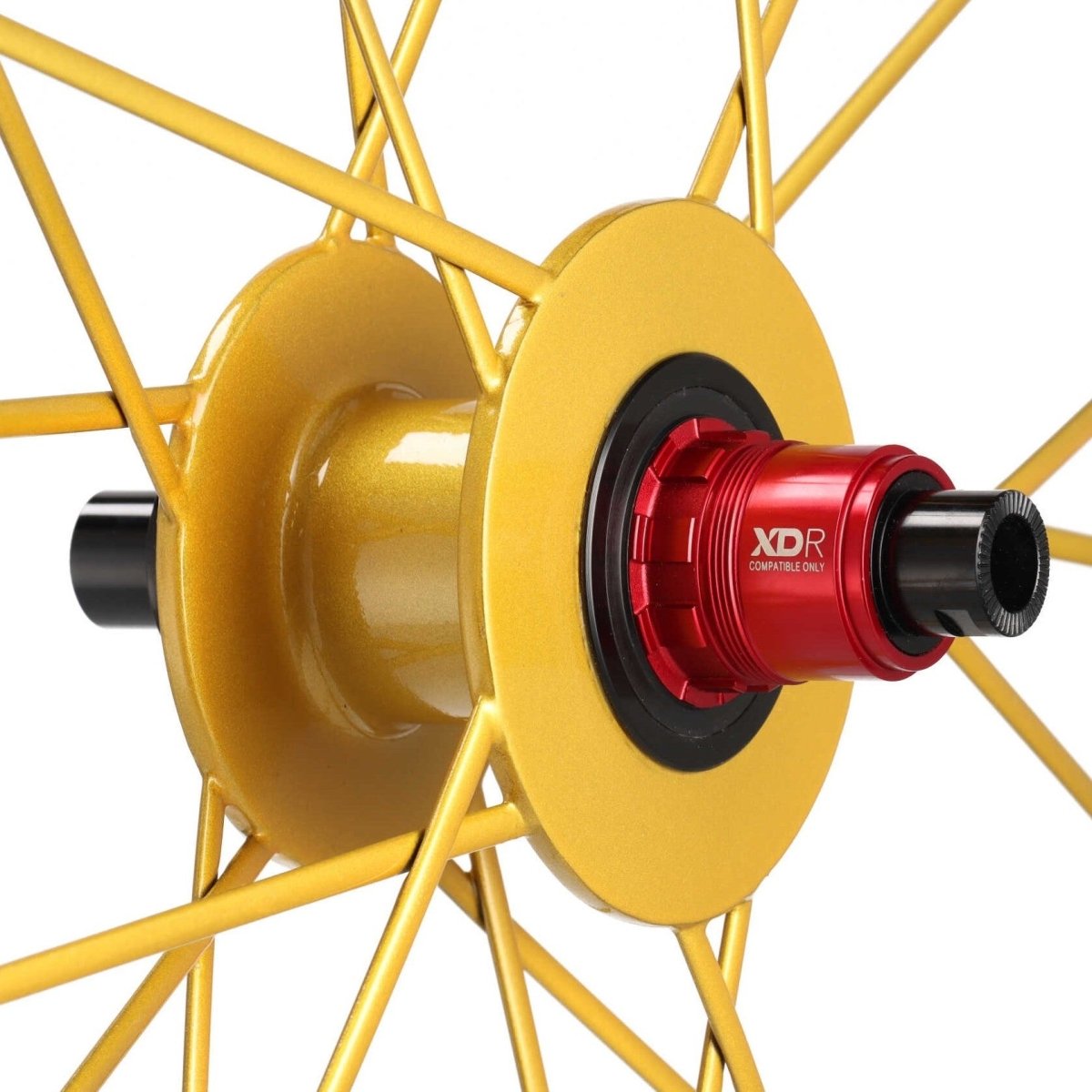 ZZYZX Laufradsatz 45 mm Aero | Tubular Schlauchreifen | 28" Disc | SRAM XDR Freilauf | Schwarz glänzend mit goldenen Speichen - RAAAD.de