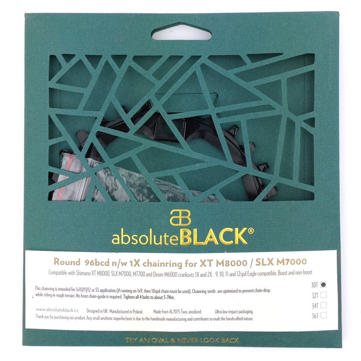 absoluteBLACK Kettenblatt 30T 4 - Loch 96 BCD für XT M8000/SLX M7000 - RAAAD.de