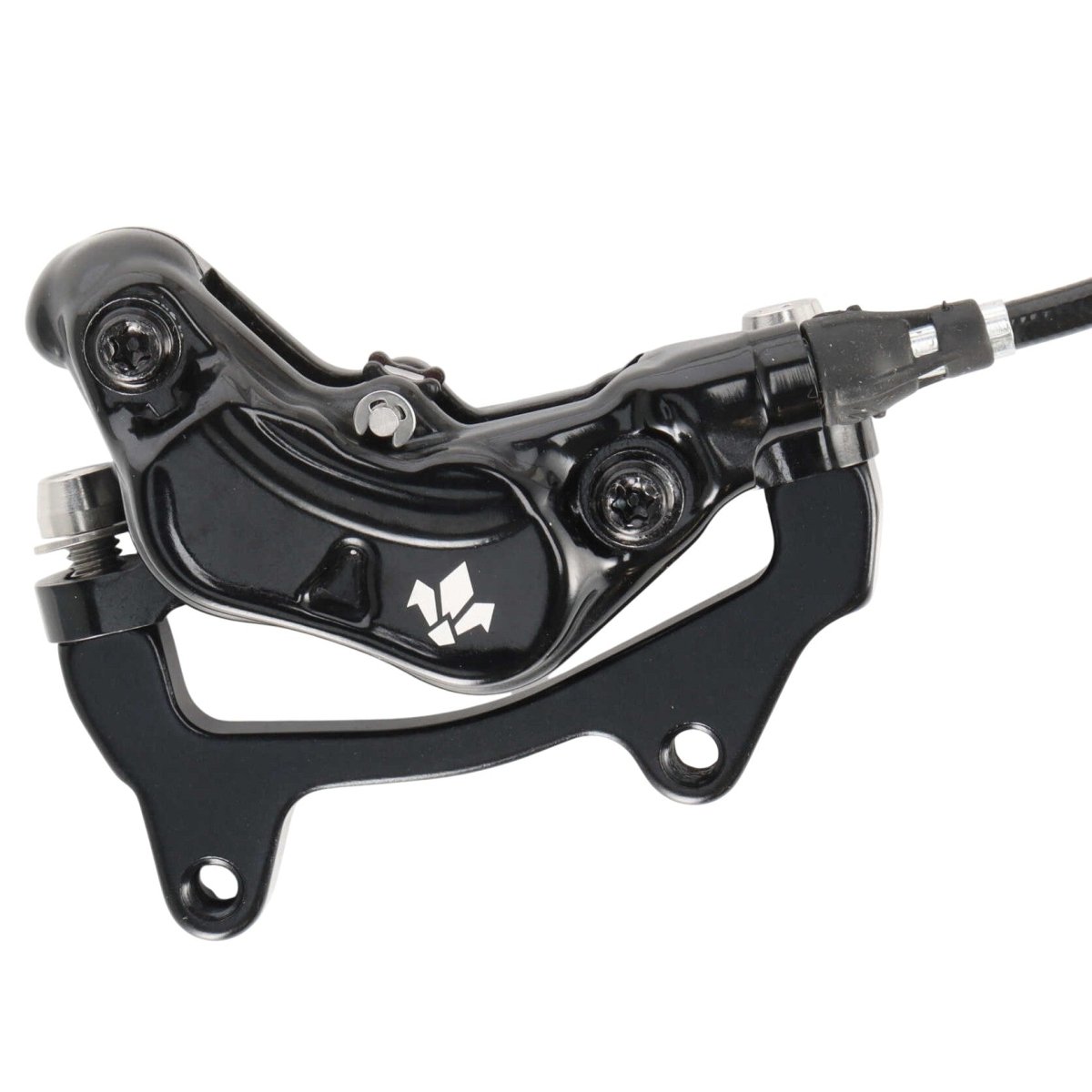 Formula Cura 4 Scheibenbremse | 4 - Kolben | beidseitig | schwarz glänzend | inkl. Beläge und IS Adapter | Leitung 2000 mm - RAAAD.de