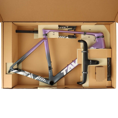 TAVELO Arow Race Carbon Rennrad Rahmenset | Größe 54 cm (XL) | Integriertes Cockpit 420x100 mm | Farbe Zebro Purple - RAAAD.de