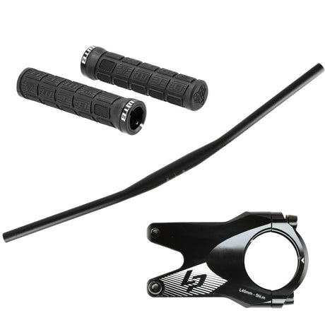 TranzX / Lapierre / WTB Cockpit - Set MTB | Lenker 740 mm | Vorbau 45 mm | Ø 31.8 mm | WTB Wafel Lock - On Griffe | schwarz - RAAAD.de